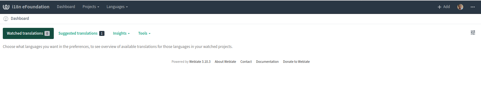 Weblate Dashboard