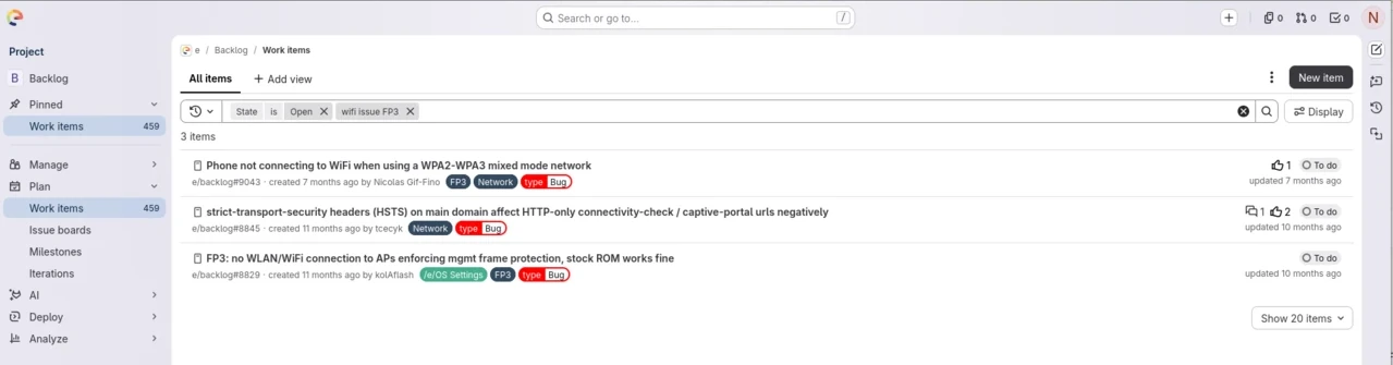 Searching existing issues