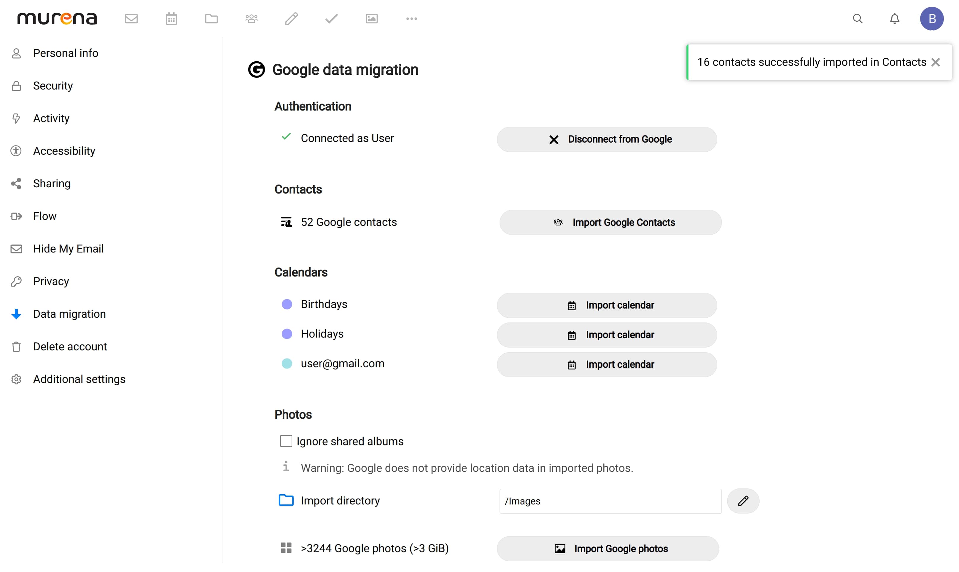 Notification after contacts are imported