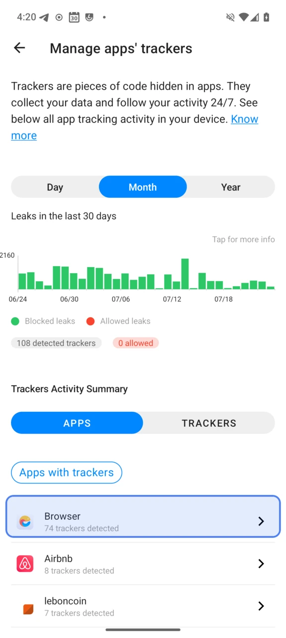 Apps with trackers list