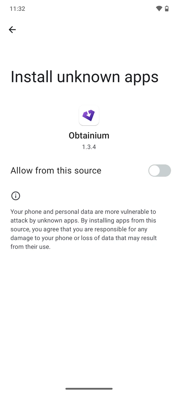 Android install from Obtainium disabled