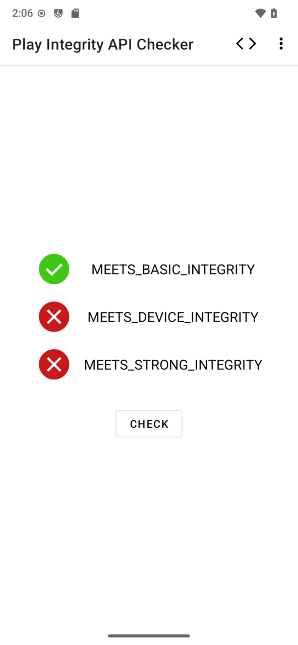 Play Integrity API Checker: basic integrity passes