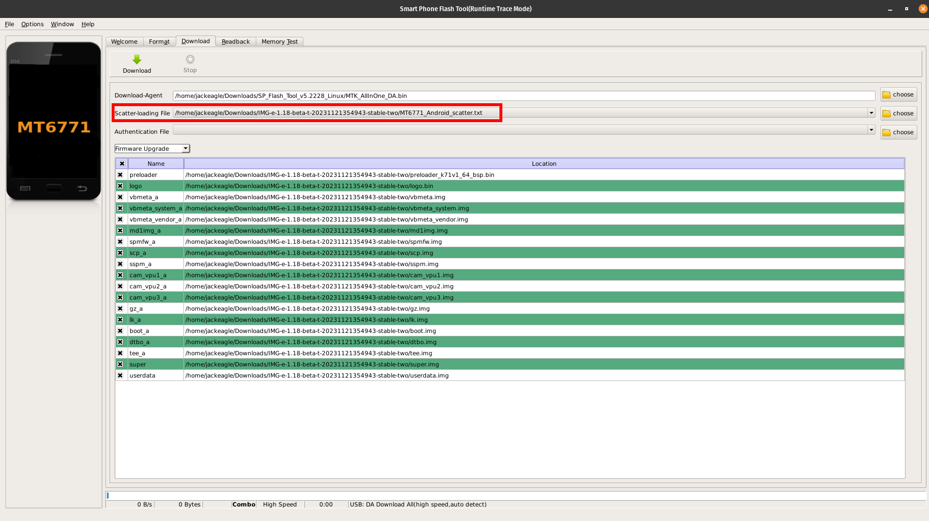 Scatter File Selection.