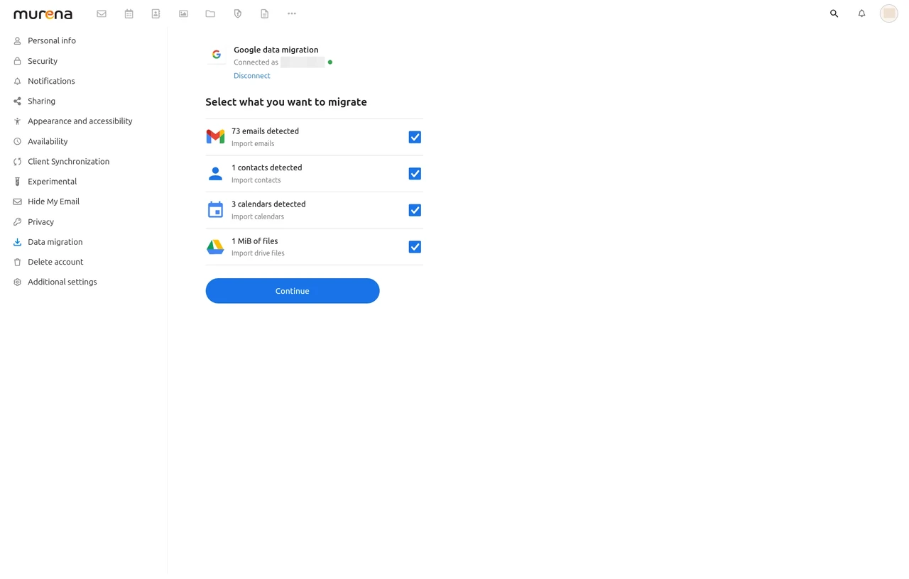 Selected Google data types